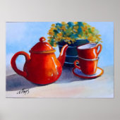 Red Teapot & Teacups Poster (Vorne)