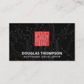 Red Tech Circuit Logo Visitenkarte (Vorderseite)