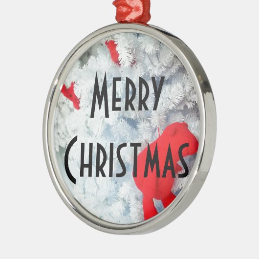 Red Teddy Bär in Christmas Tree Ornament Aus Metall (Links)