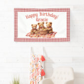 Red Teddy Bear Picnic Happy Birthday Banner (Insitu)