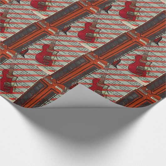 Red Telefone Band Rock'n'Roll Electric Guitar Geschenkpapier (Ecke)