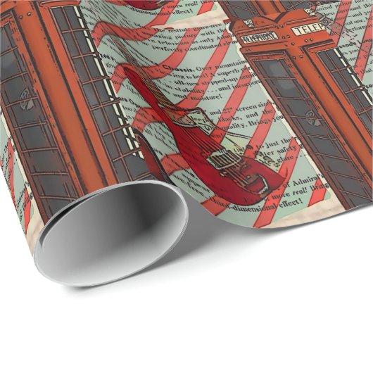 Red Telefone Band Rock'n'Roll Electric Guitar Geschenkpapier (Rolleneckpunkt)