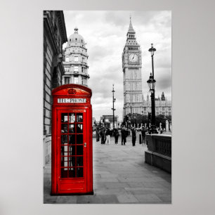 Red Telefone Big Ben London Landscape Poster