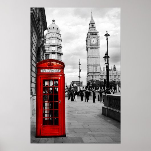 Red Telefone Big Ben London Landscape Poster (Vorne)