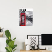 Red Telephone Box London Black White Photography Poster (Heimbüro)