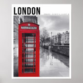 Red Telephone Box London Black White Photography Poster (Vorne)