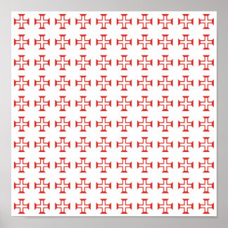 Red Templar Cross pattern Poster