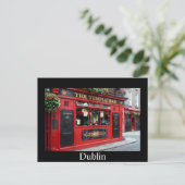 Red Temple Bar pub in Dublin Karte mit Text (Stehend Vorderseite)