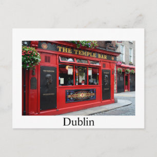 Red Temple Bar pub in Dublin Postcard mit Text Postkarte