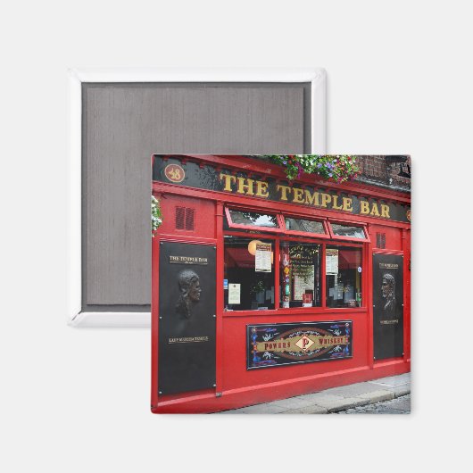 Red Temple Bar pub in Dublin quadratischer Magnet (Vorderseite/Rückseite)