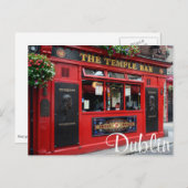 Red Temple Bar pub in Dublin Text Postcard Postkarte (Vorne/Hinten)