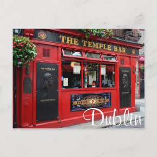 Red Temple Bar pub in Dublin Text Postcard Postkarte
