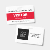 Red Temporary Visipass for Hospital Care Zuhause Ausweis (Vorder- & Rückseite)