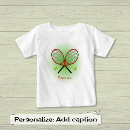 Red tennis add name or text baby t-shirt