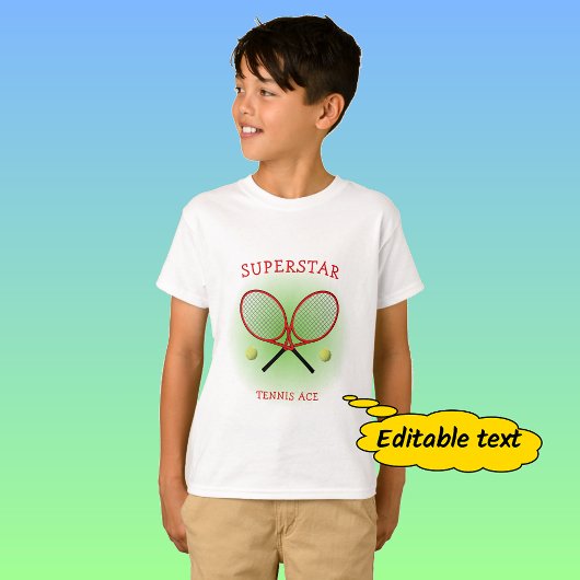 Red Tennis Custom Text T-Shirt