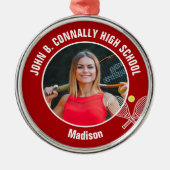 Red Tennis Player Photo High School Christmas Ornament Aus Metall (Vorne)