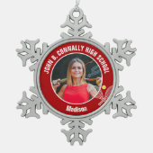 Red Tennis Player Photo High School Spirit Schneeflocken Zinn-Ornament (Vorderseite)