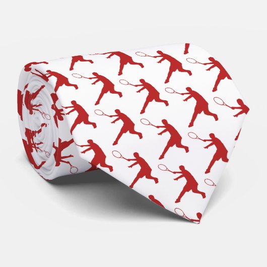 Red tennis player silhouette custom neck tie gift krawatte (Gerollt)