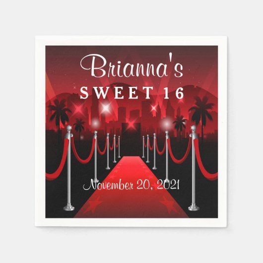 Red Tepet Hollywood Sweet 16 Personalisiert Napkin Serviette (Vorderseite)