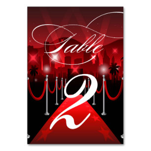 Red Tepet Hollywood Sweet 16 Tischnummern