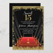 Red Teppich Hollywood Glitzer Sweet 15 Quinceanera Einladung (Vorne/Hinten)