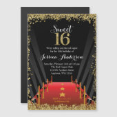Red Teppich Hollywood Glitzer Sweet 16 Birthday Magneteinladung (Vorne/Hinten)