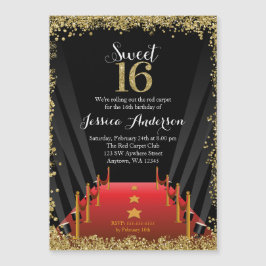 Red Teppich Hollywood Glitzer Sweet 16 Birthday Magneteinladung