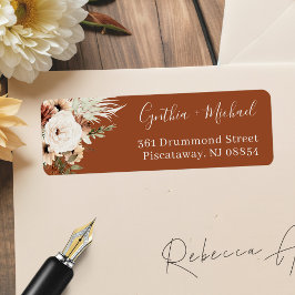 Red Terracotta Pampas Grass Floral Rücksendeadress