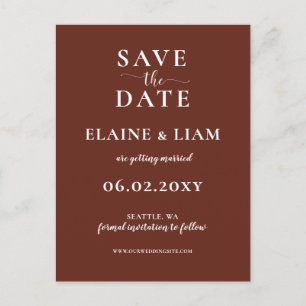 Red Terracotta Rustic Burnt Clay Save the Date Ankündigungspostkarte