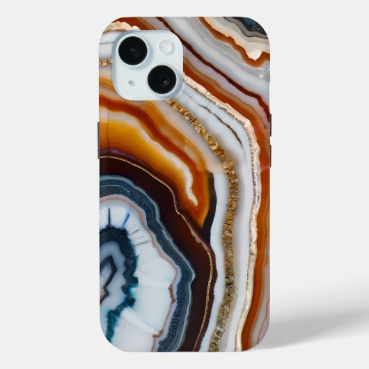 Red Terracotta White Black Blue Gold Agate Geode Case-Mate iPhone Hülle (Rückseite)