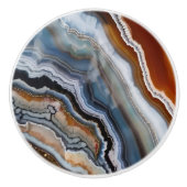 Red Terracotta White Black Blue Gold Agate Geode Keramikknauf (Vorderseite)