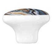 Red Terracotta White Black Blue Gold Agate Geode Keramikknauf (Seitenansicht)