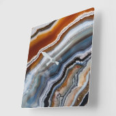 Red Terracotta White Black Blue Gold Agate Geode Quadratische Wanduhr (Winkel)