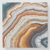 Red Terracotta White Black Blue Gold Agate Geode Steinuntersetzer (Vorderseite)