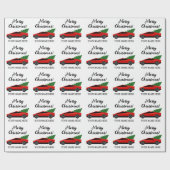 Red Tesla pickup truck with Christmas tree Geschenkpapier (Flach)