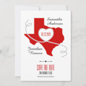 Red Texas Curling Ribbon Save the Date Einladung (Vorderseite)