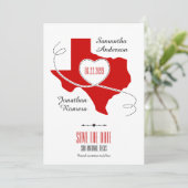 Red Texas Curling Ribbon Save the Date Einladung (Stehend Vorderseite)