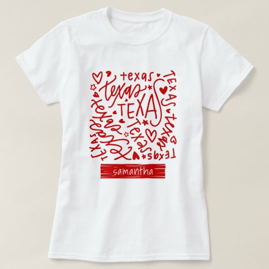 Red Texas Doodle Muster T-Shirt (Design vorne)