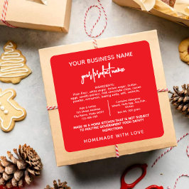 Red Texas Hütte Law Lebensmitteletikett Quadratischer Aufkleber