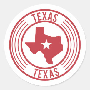 Red Texas Map White Star in Circle Runder Aufkleber
