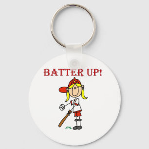 Red Text Batter Up Girls Softball Shirts und Gesch Schlüsselanhänger