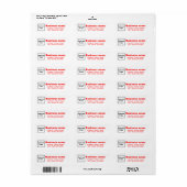 Red Text Business Return Address Label (Vorne)