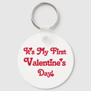 Red Text First Valentine's Day Tshirts und Geschen Schlüsselanhänger