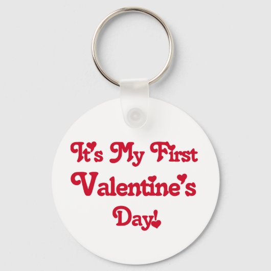 Red Text First Valentine's Day Tshirts und Geschen Schlüsselanhänger (Vorderseite)