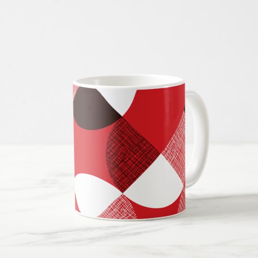 Red Textured Diagonal Dynamic Pattern Kaffeetasse (VorderseiteRechts)