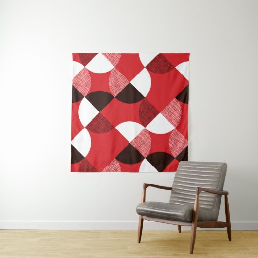 Red Textured Diagonal Dynamic Pattern Wandteppich (Beispiel)