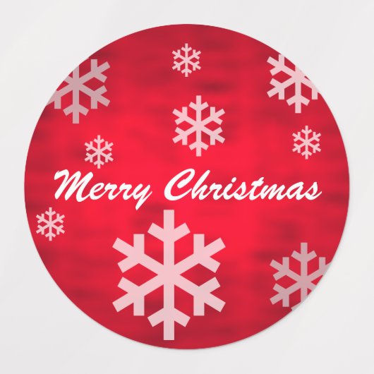 Red Textured Frohe Weihnachten mit Schneeflocken Etiketten (Design 2)