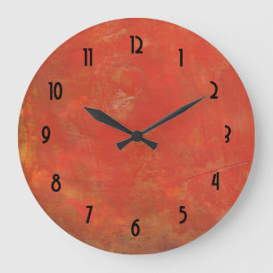 Red Textured Grunge Abstract Background Große Wanduhr