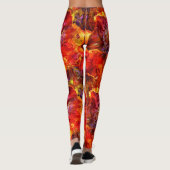 Red Textures Red Floral Abstraction Leggings (Rückseite)