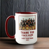 Red Thank you Coach Team Name Photo Tasse